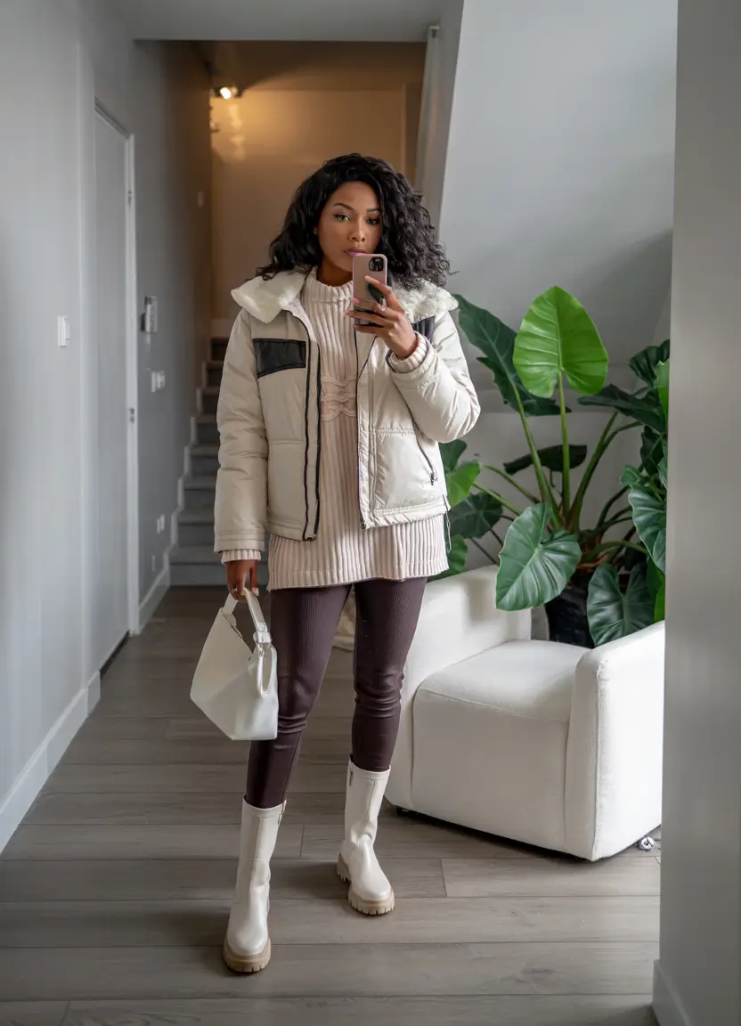 winter outfits blackgirl casual Soft Neutrals in Motion