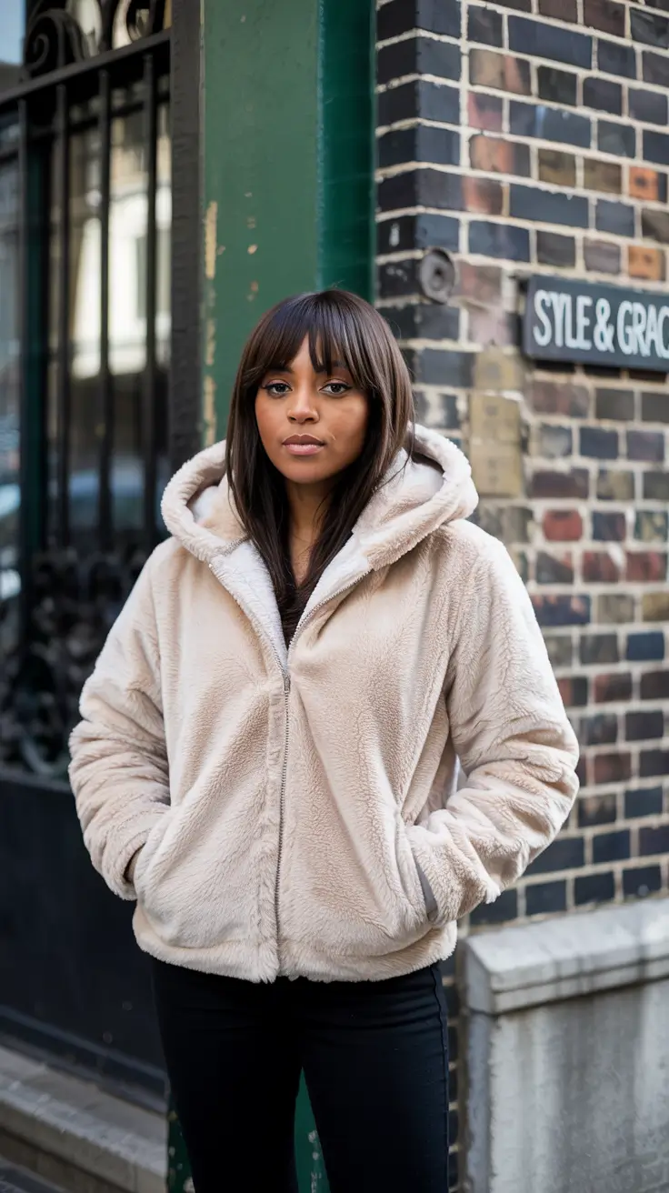 winter outfits blackgirl casual cold Creamy Cozy Hoodie