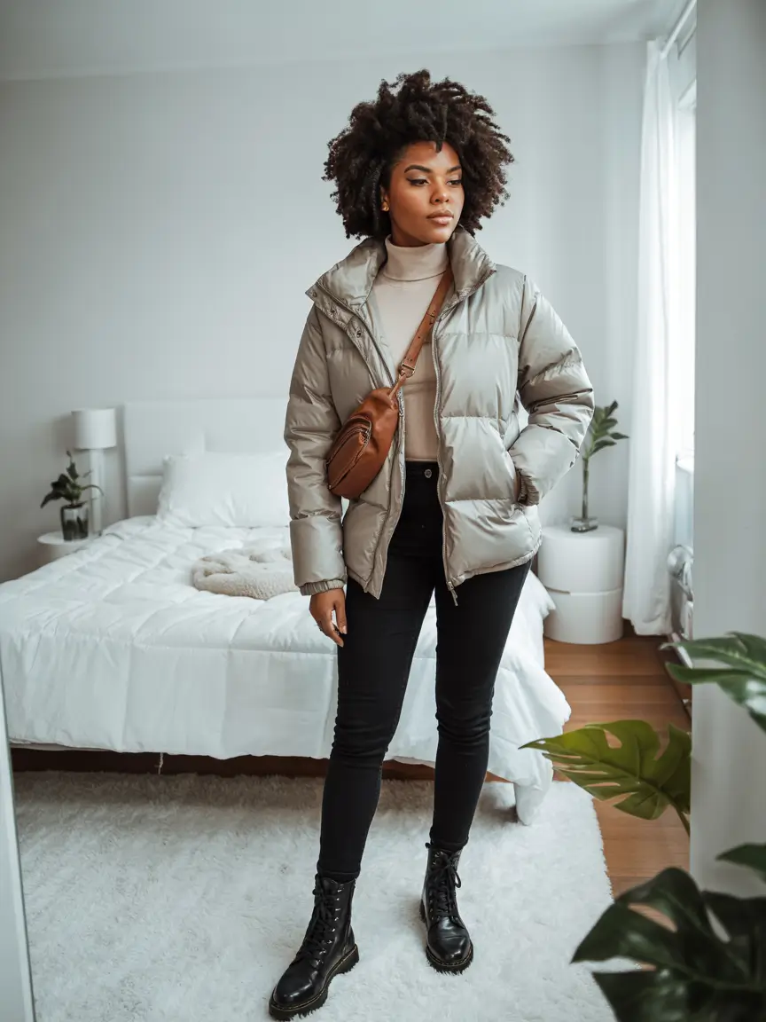 winter outfits blackgirl baddie casual Monochrome with a Modern Twist