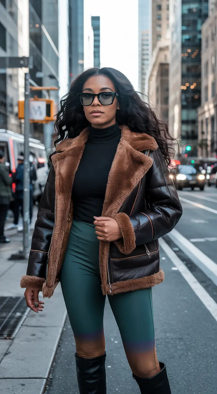 winter outfits blackgirl baddie City Sleek with Leather & Color