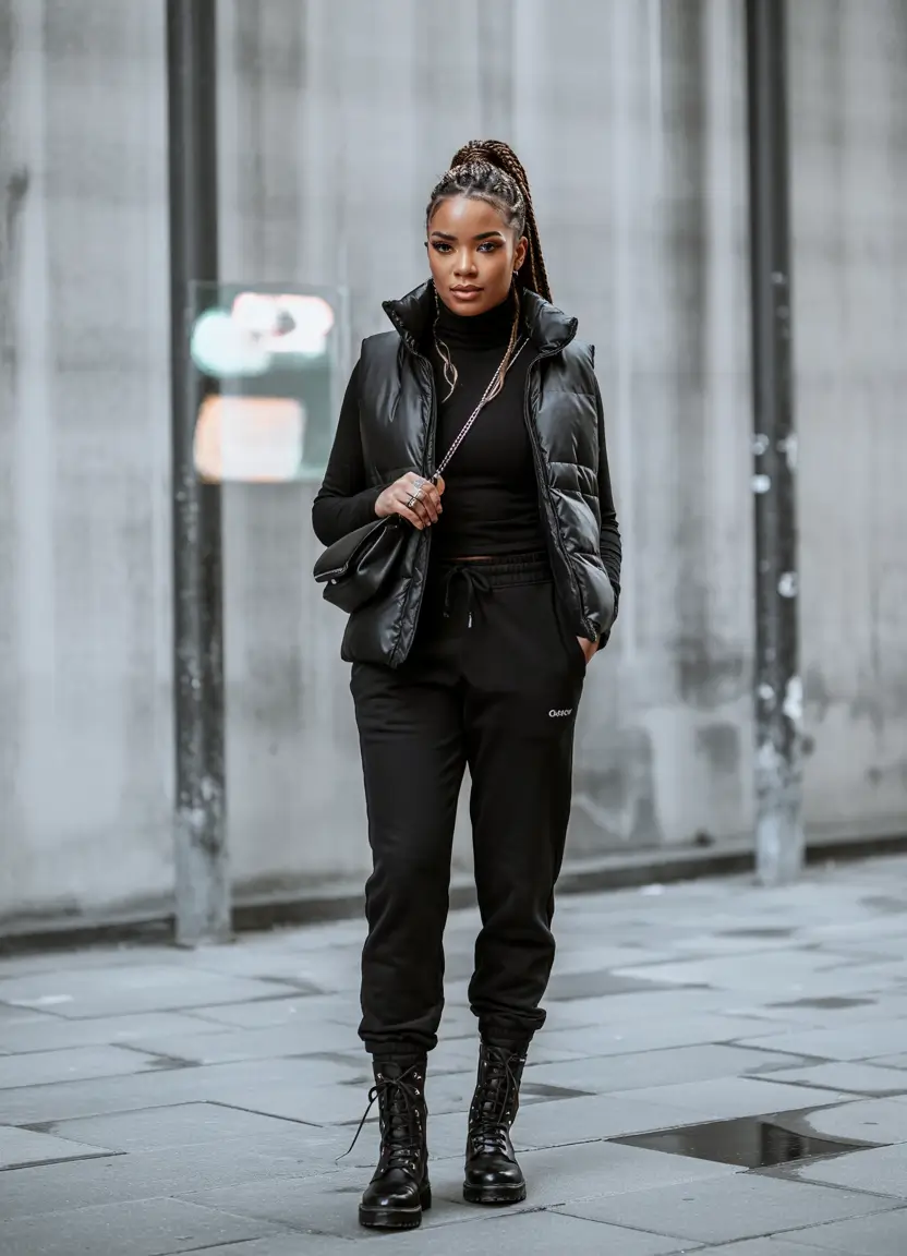 winter outfits blackgirl streetwear cold All-Black Street Energy