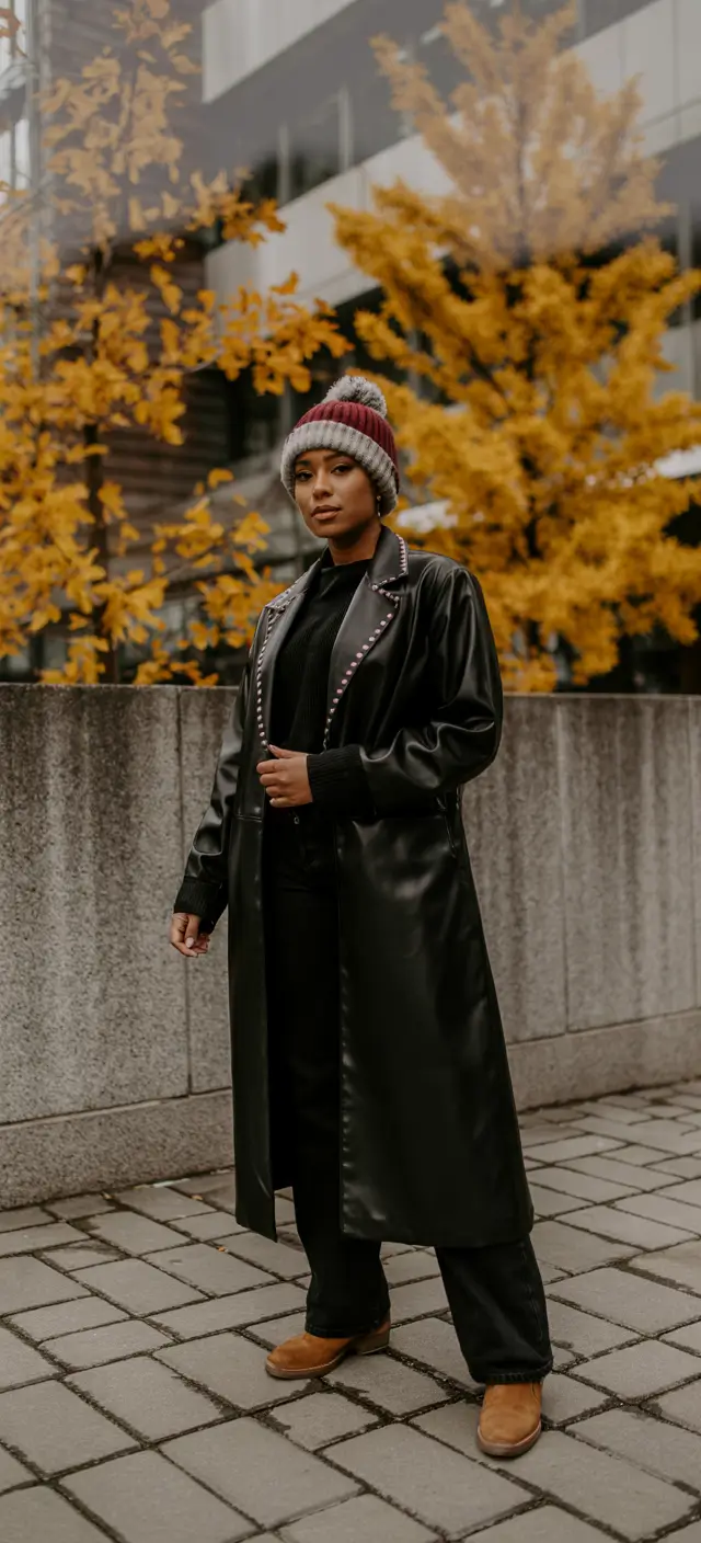 winter outfits blackgirl streetwear cold Leather Drama with a Cozy Twist