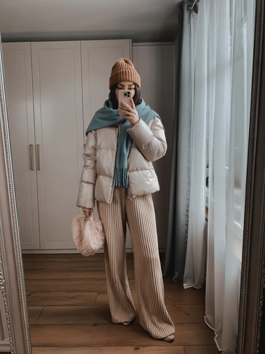 cozy winter outfits casual simple Layered Knits With Playful Accents