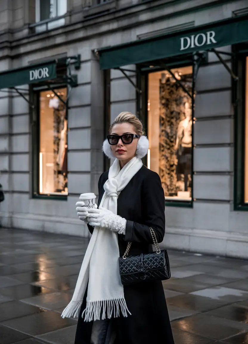 cozy winter outfits work Parisian Elegance in Black and White