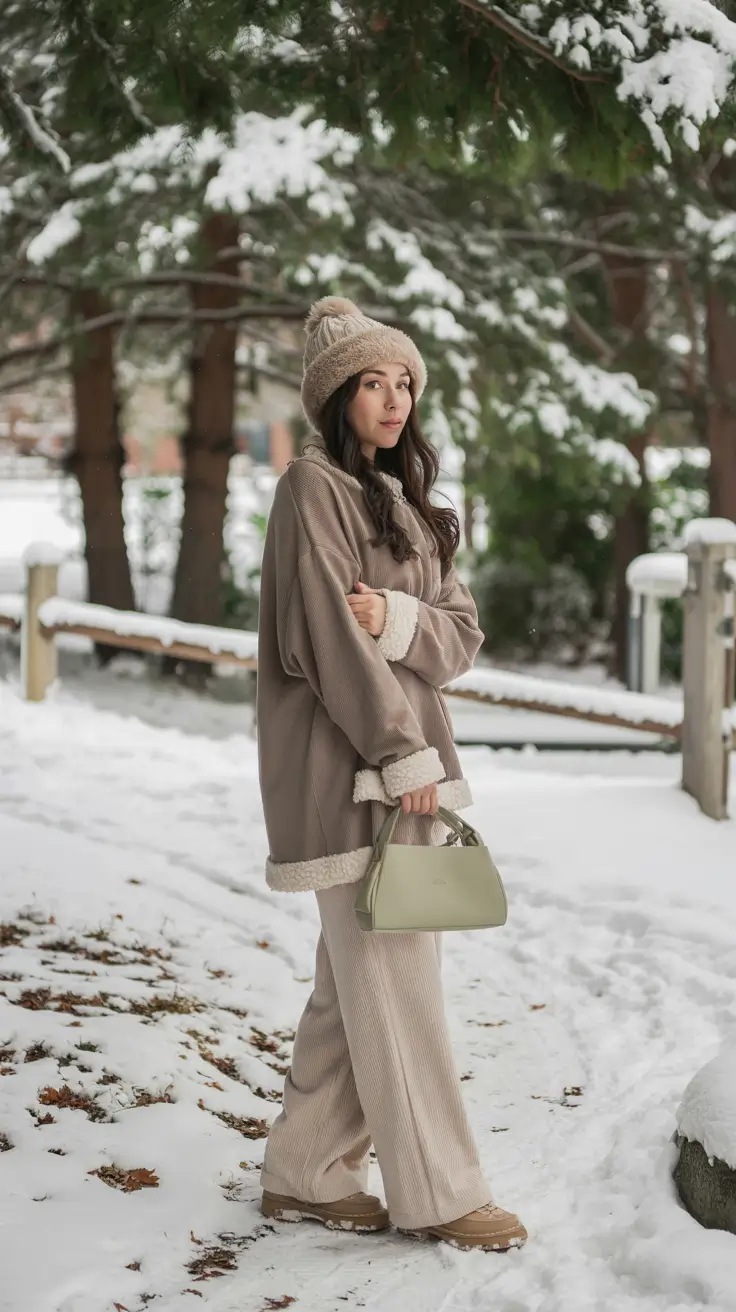 cozy winter outfits aesthetic Teddy Comfort Meets Street Ease