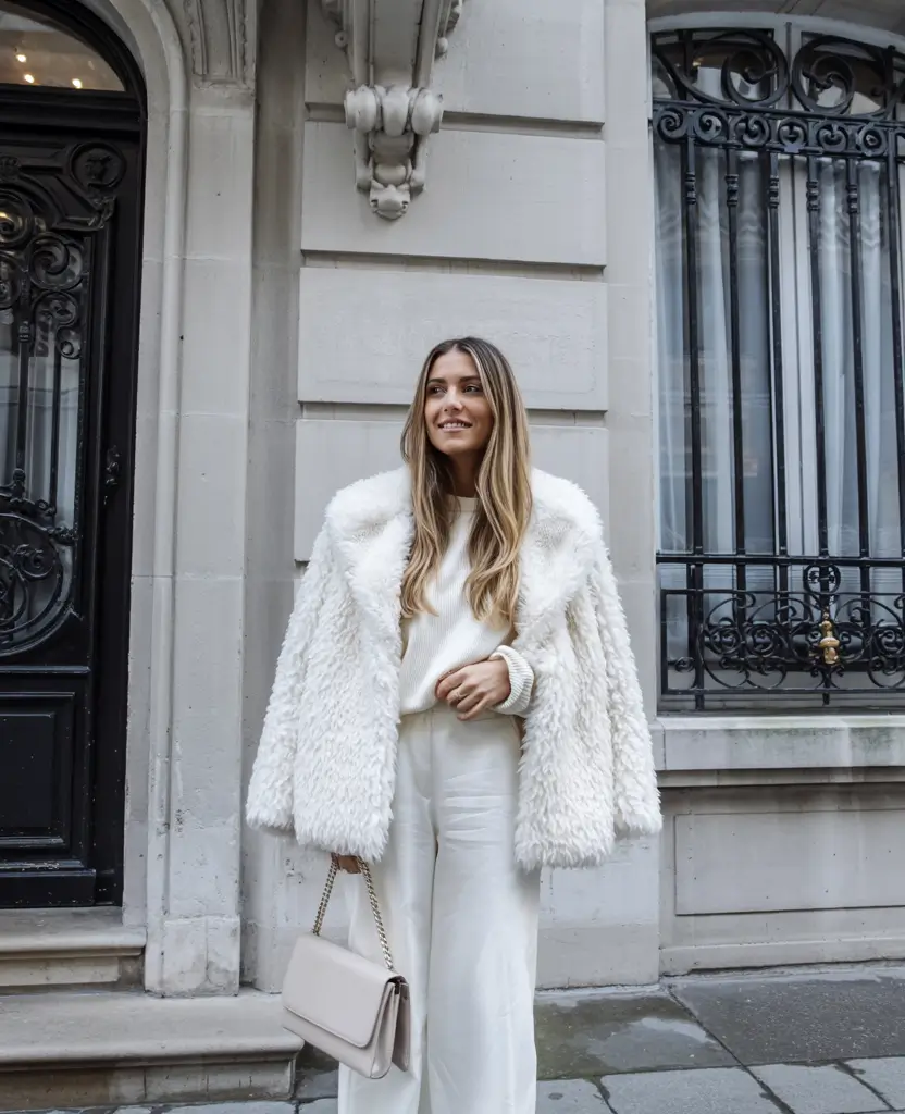 cozy winter outfits for woman All-White Luxe With a Soft Edge