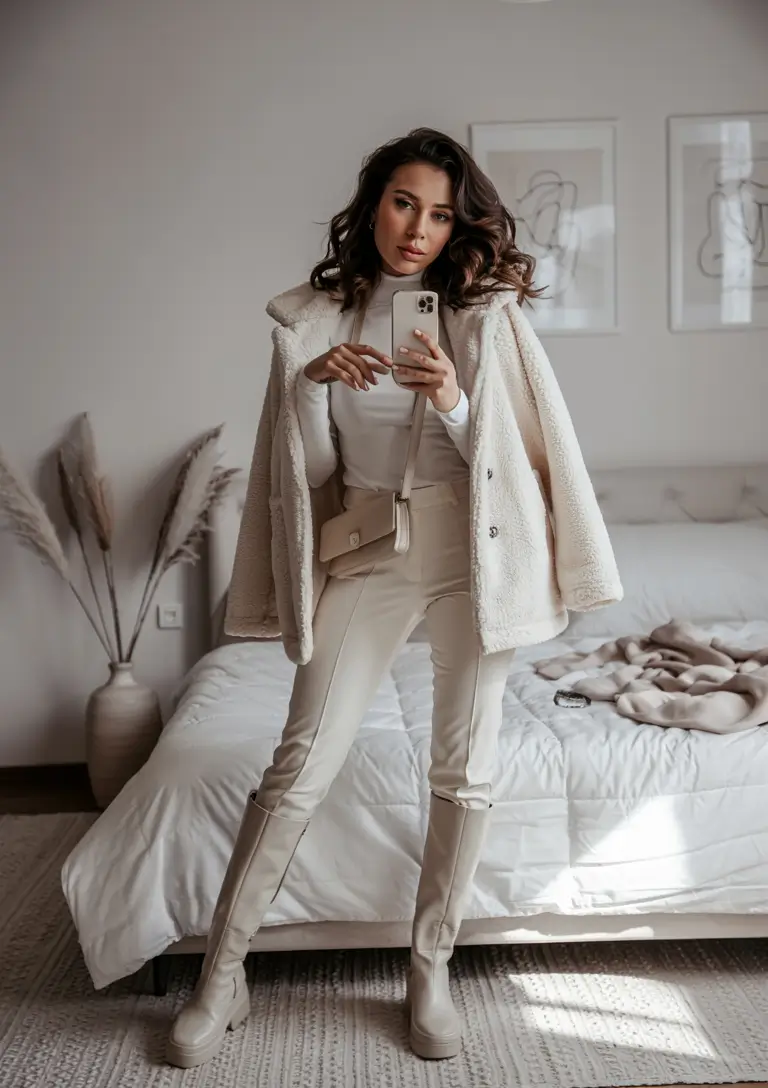 cute winter outfits 2025 Ivory Tones for Effortless Chic