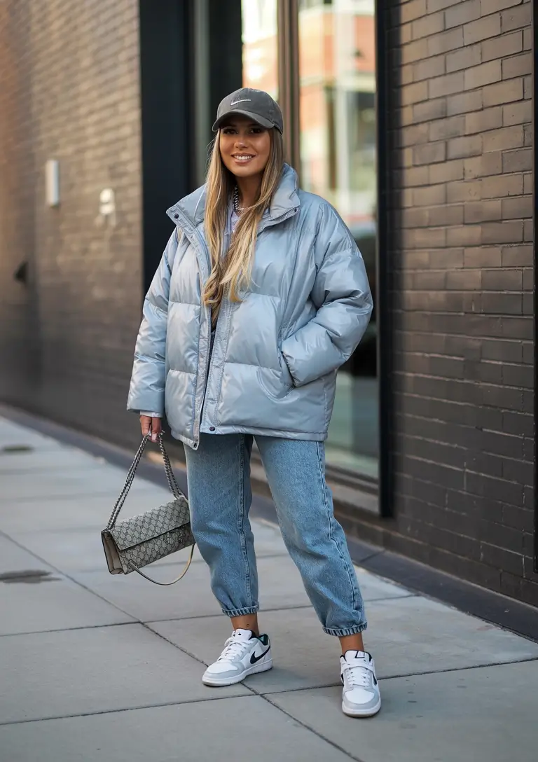 cute winter outfits casual Sport-Chic Denim Revival