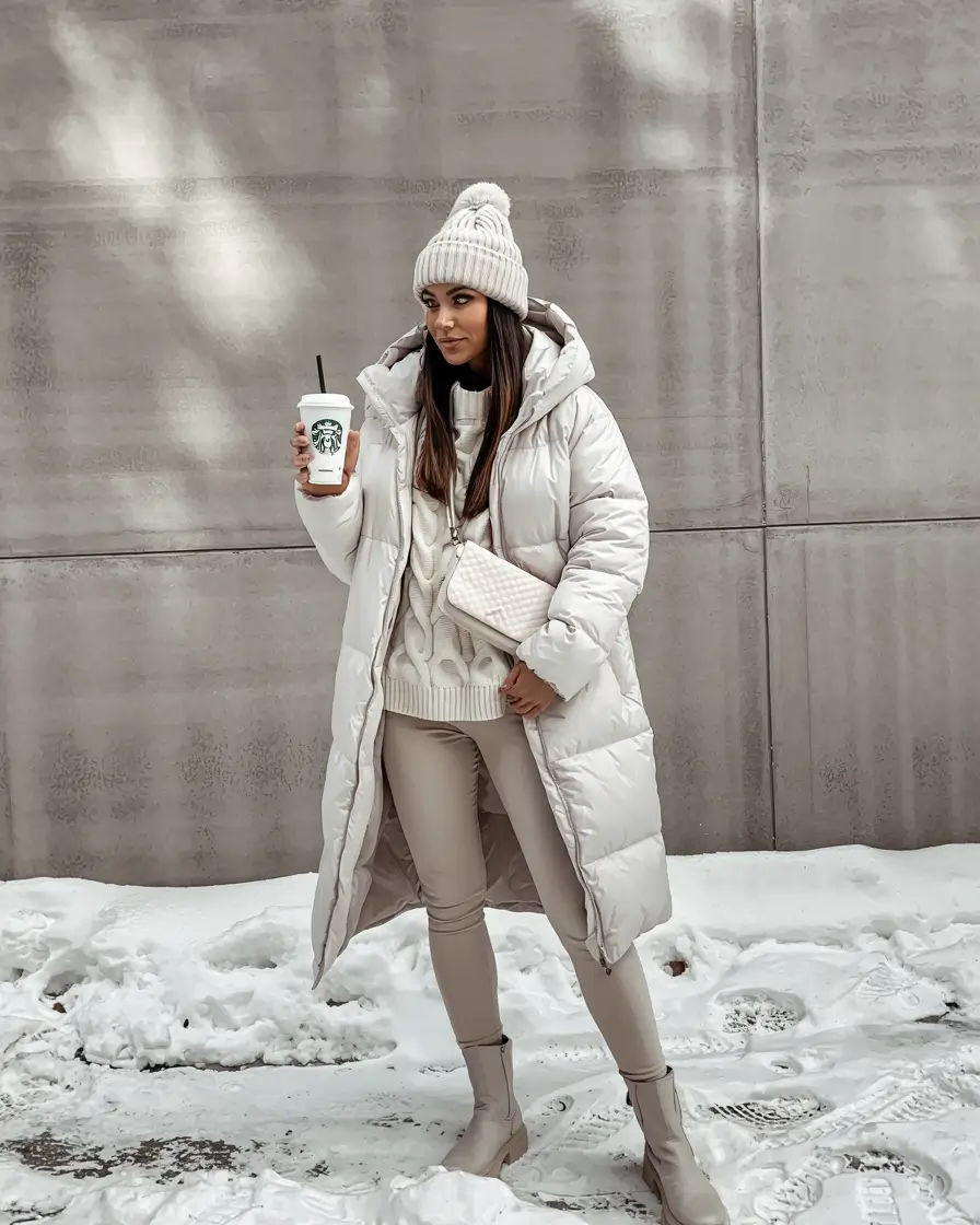 cute winter outfits cold Winter White Comfort