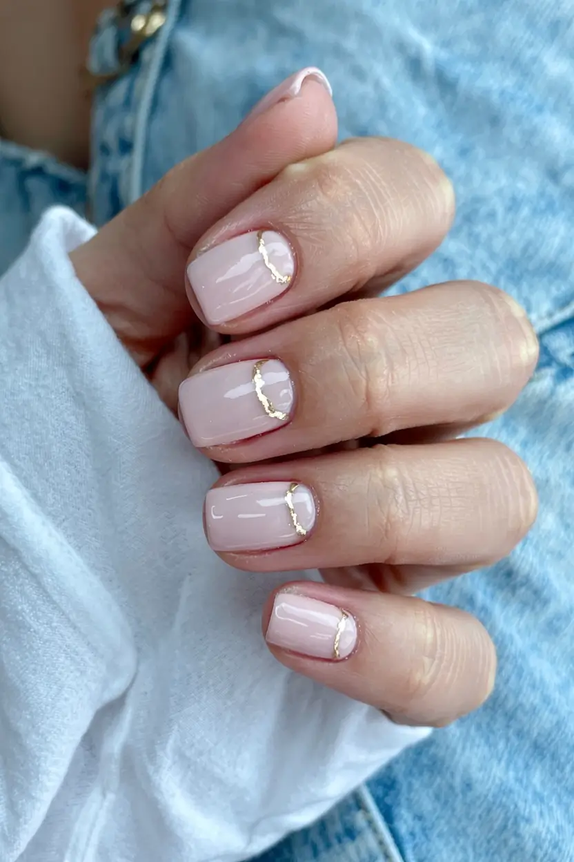 fall nail color inspo 2025 Golden Touch Minimalism