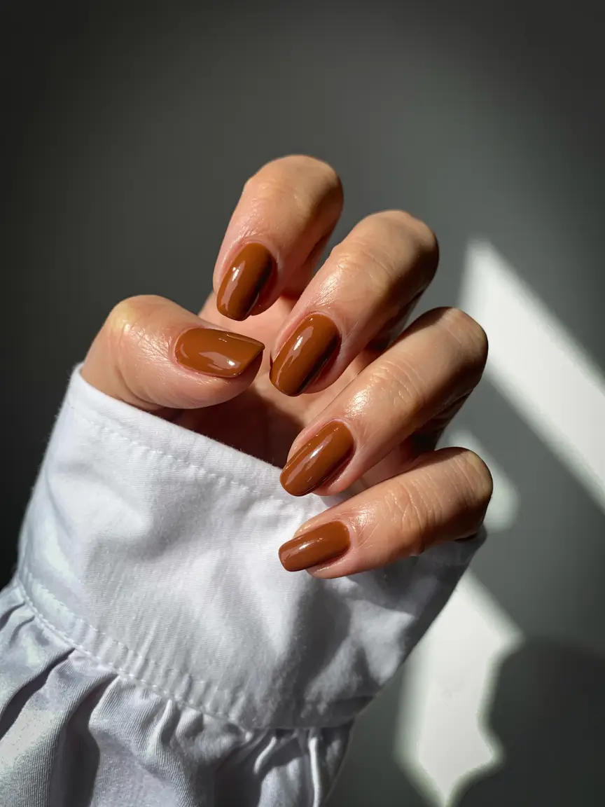 fall nail color inspo 2025 Maple Brown Simplicity