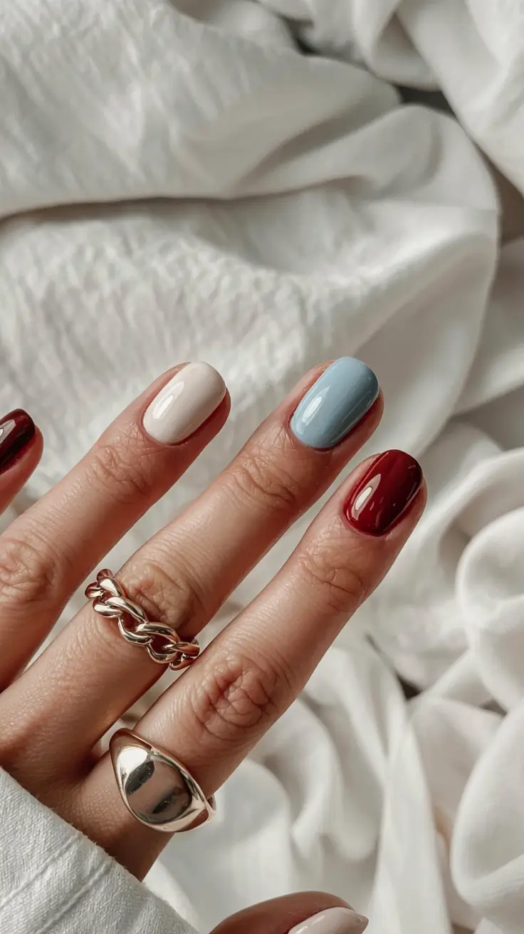 fall nail color inspo 2025 Cozy Multi-Color Mix