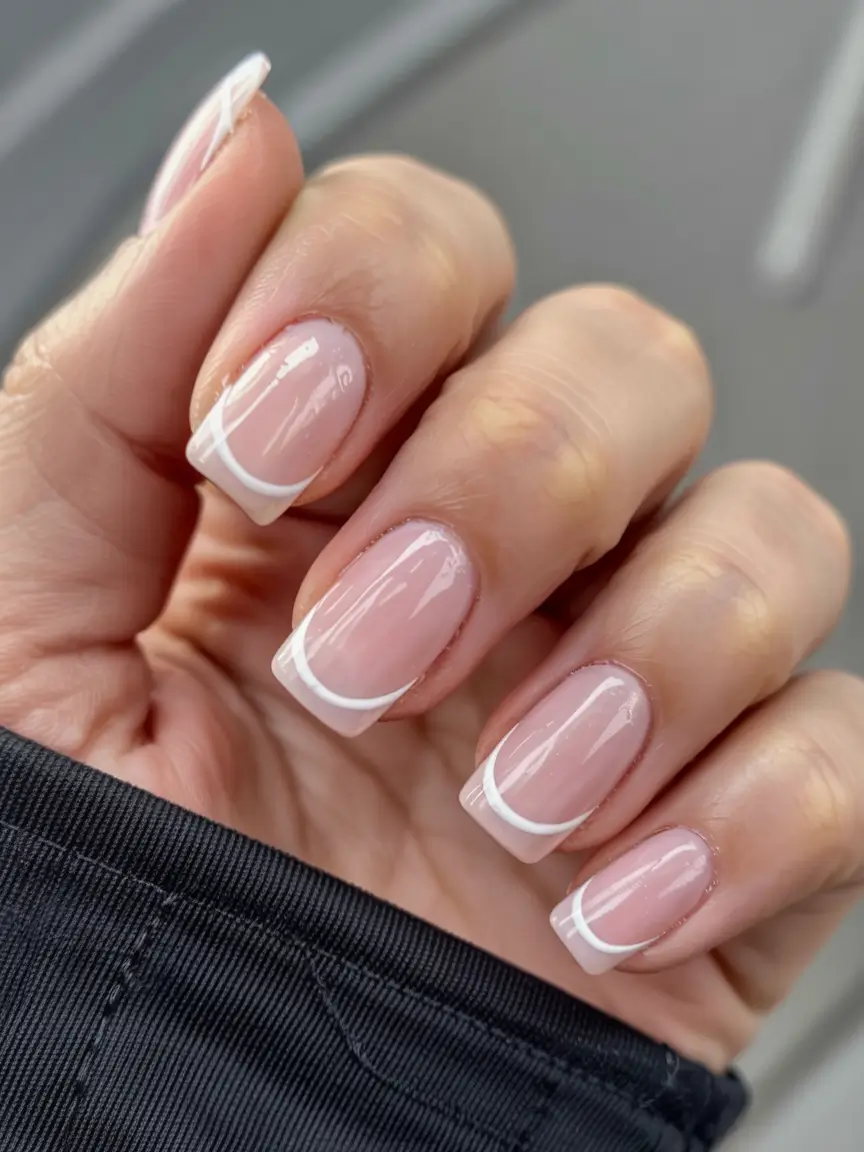 fall nail color inspo 2025 Minimalist French Twist