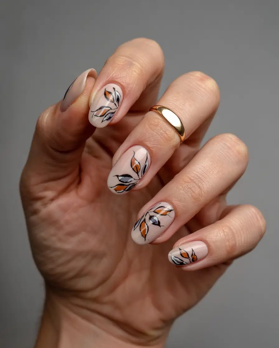 fall nail color inspo 2025 Autumn Leaf Motifs