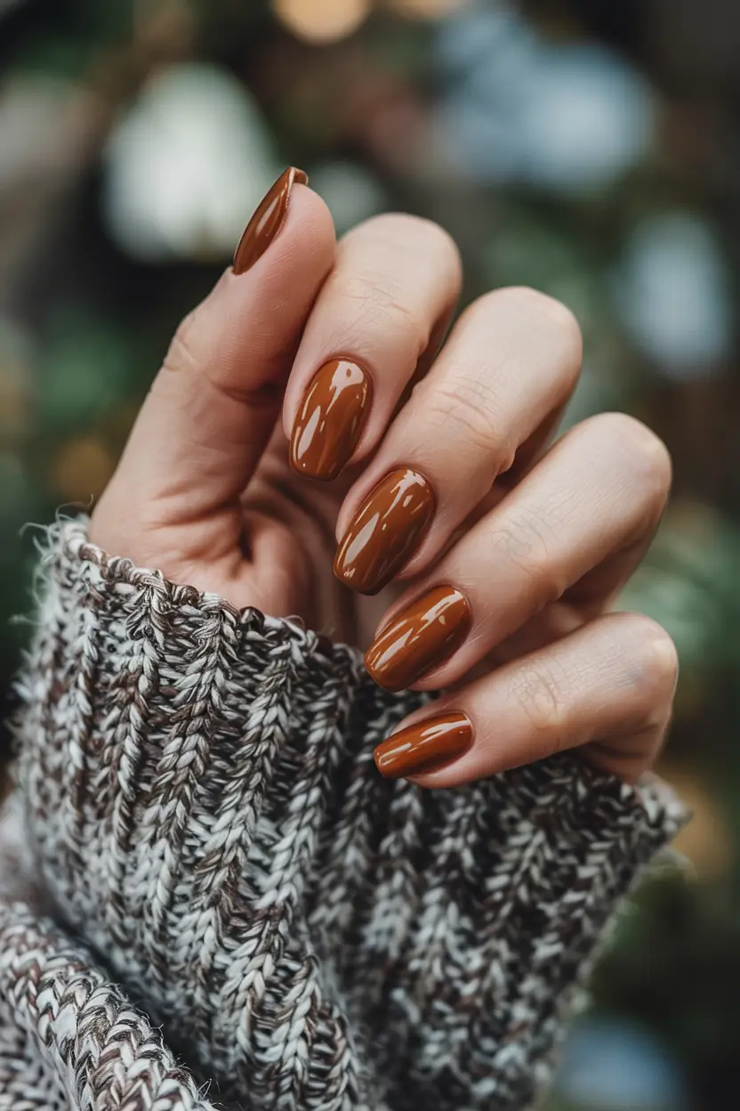 fall nail color inspo 2025 Maple Syrup Gloss