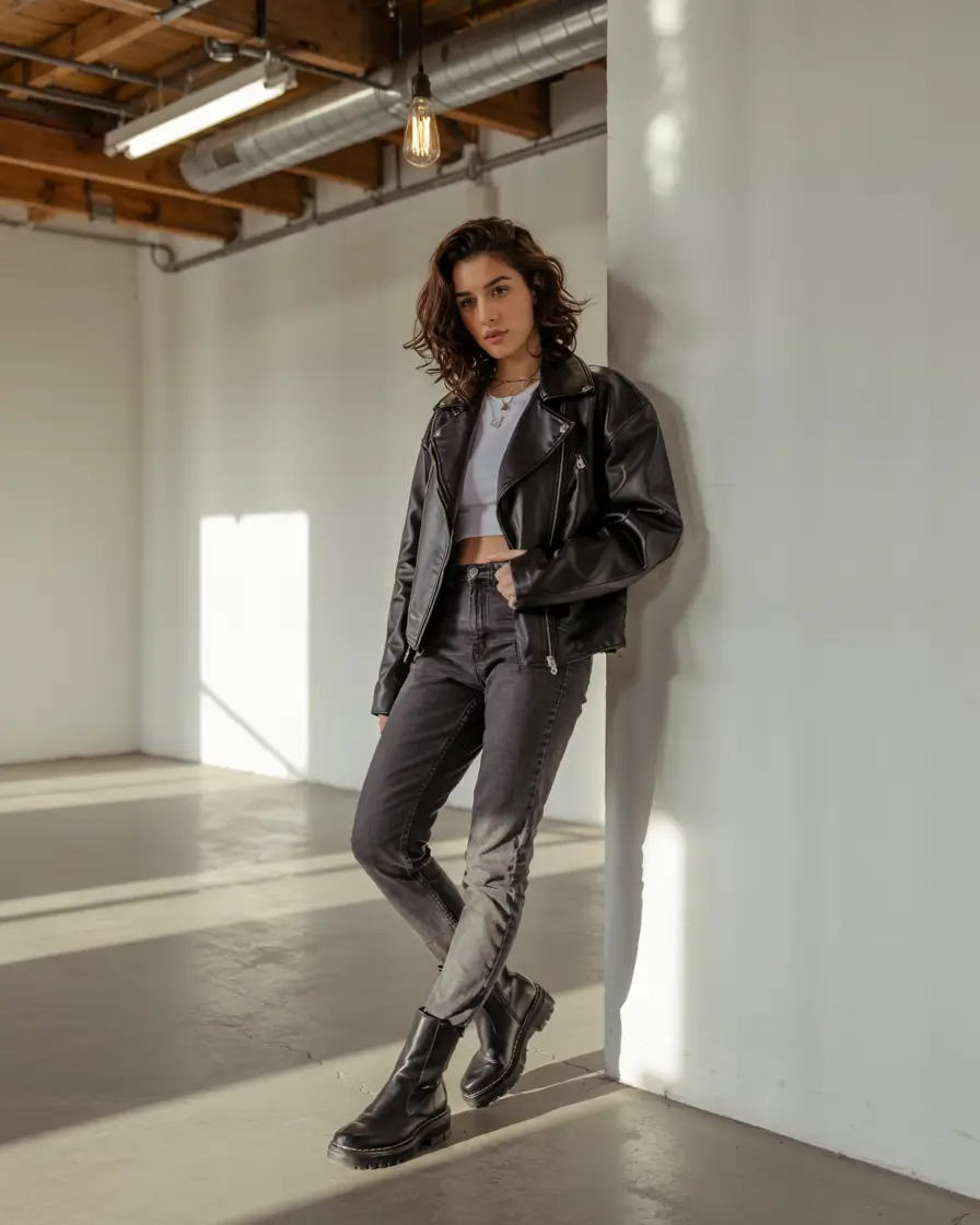 fall outfits ideas for women Edgy Leather Confidence