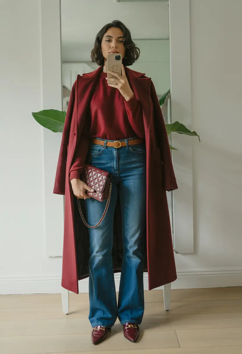 fall outfits ideas for women Rich Burgundy Statement