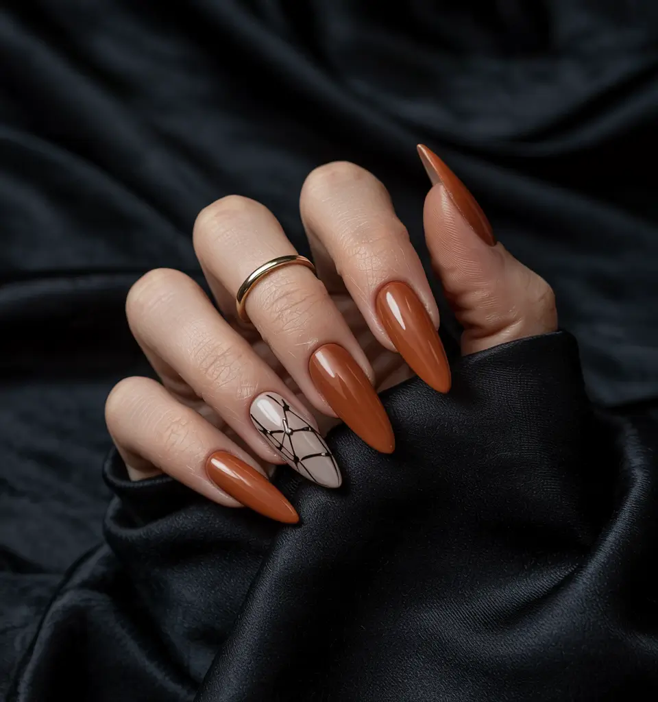 nail art ideas easy Cinnamon Spice with Geometric Detail