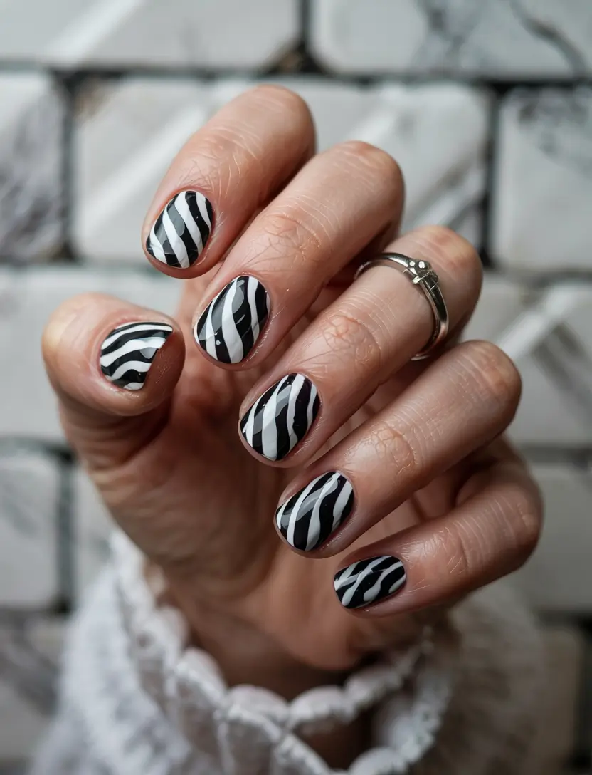 nail art ideas funky Black-and-White Funky Zebra