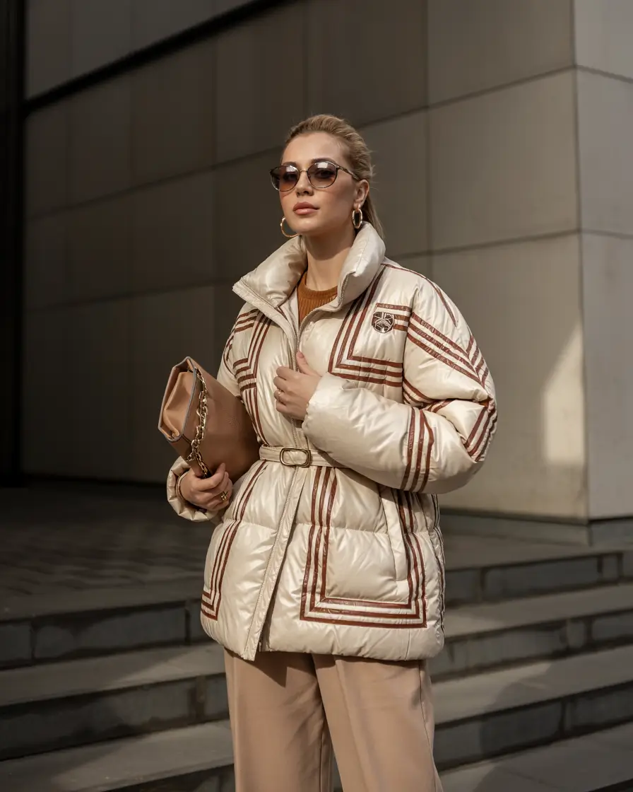 nyc winter outfits going out Refined Elegance in a Belted Puffer