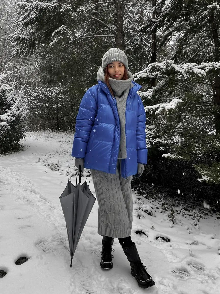 nyc winter outfits 2025 Bold Blue With Knitted Elegance