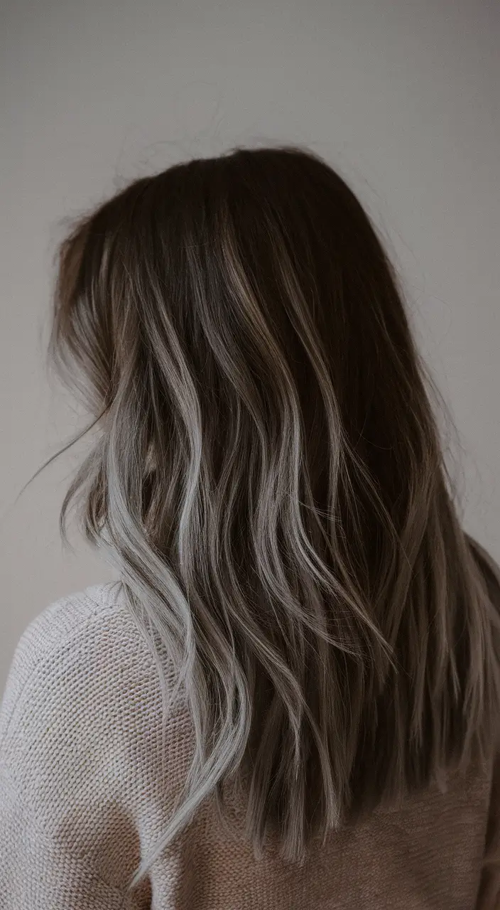 hair colors for winter type Charcoal Brown with Smoky Fade