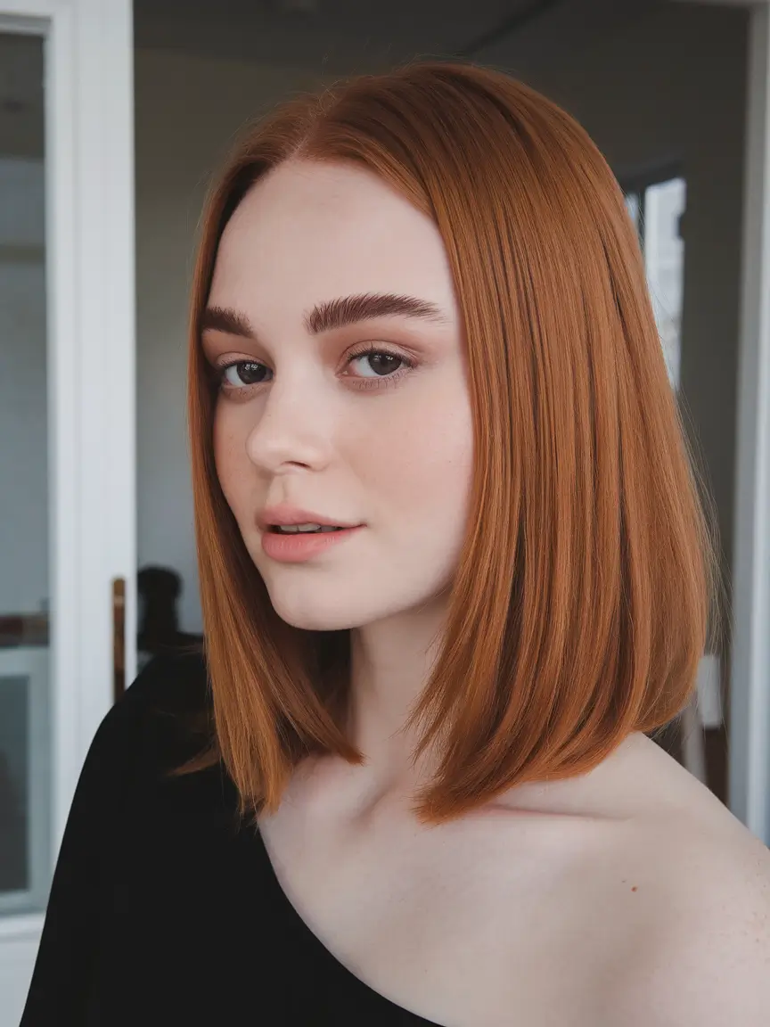 hair colors for winter 2025 Copper Sleek Bob