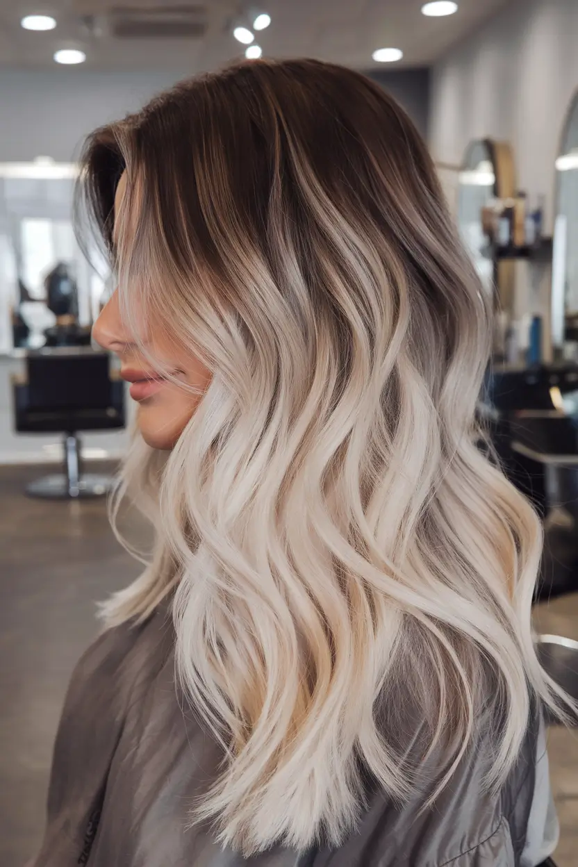 hair colors for winter cool Icy Blonde Gradient