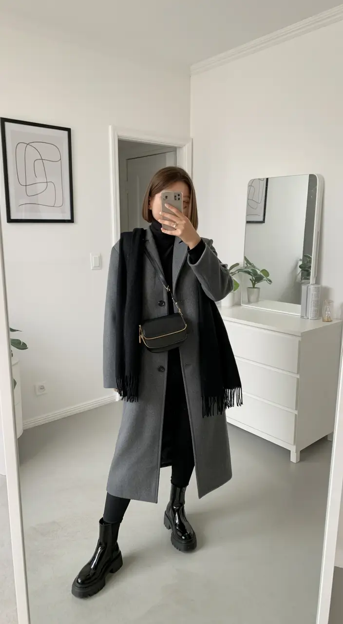 winter fashion outfits dressy classy Minimalist Monochrome Layers