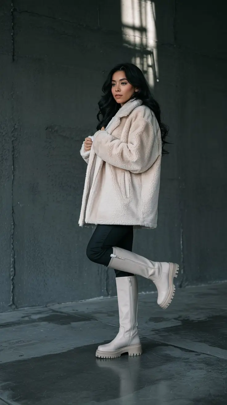 winter going out outfits Minimalist Chic in Teddy Neutrals