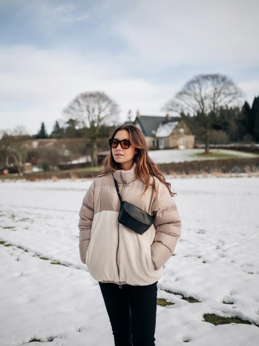 winter going out outfits Neutral Puffer with Everyday Ease
