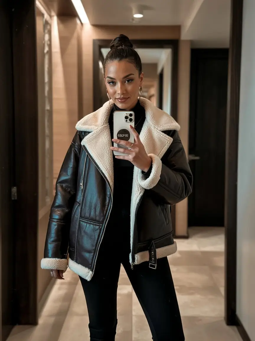winter going out outfits Modern Shearling Statement