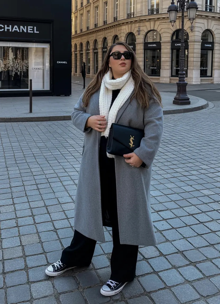 plus size winter outfits for work Parisian Gray with a Touch of Luxe