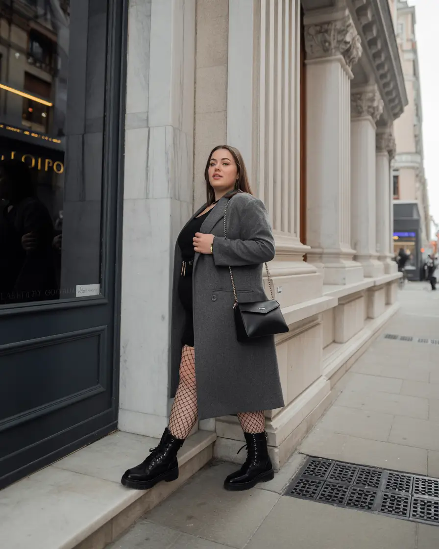 plus size winter outfits dressy Downtown Confidence in Structured Gray