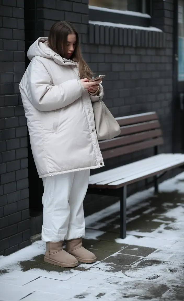 plus size winter outfits cold weather Snowy Minimalism in White-on-White