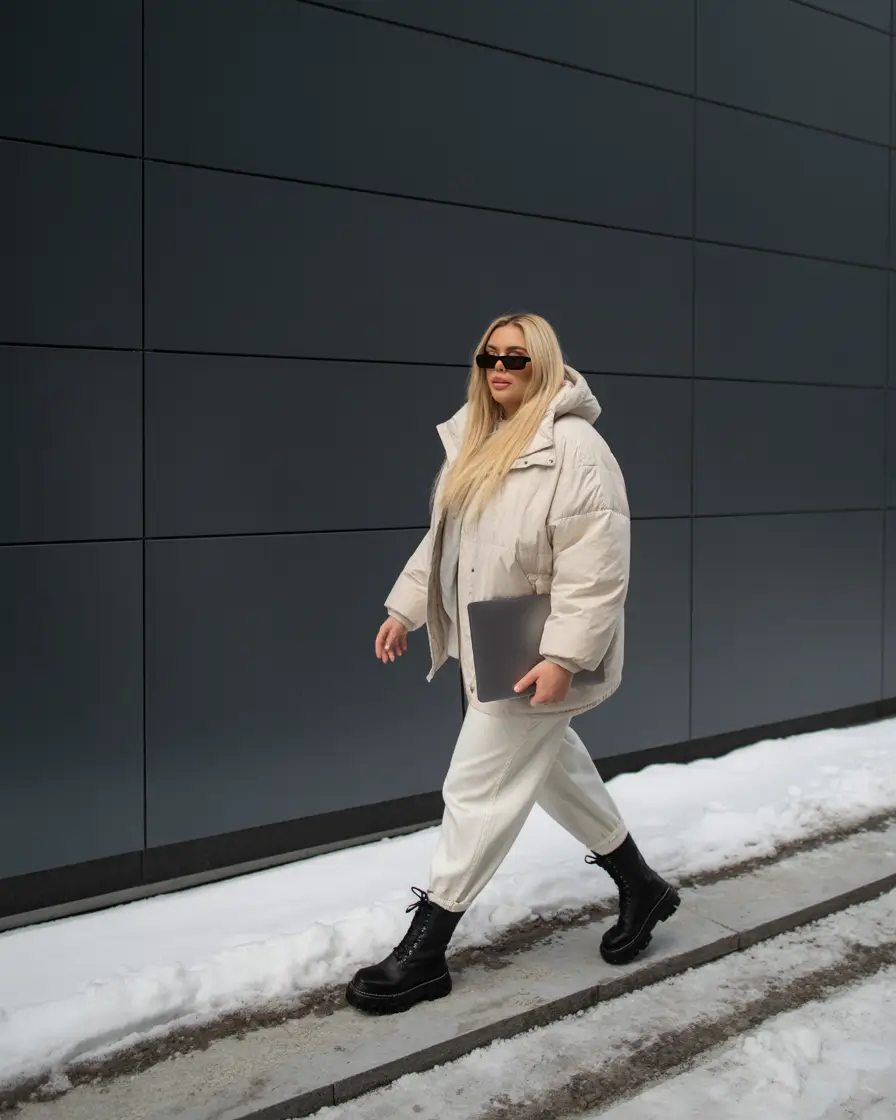 plus size winter outfits for women Bold Strides in White and Black