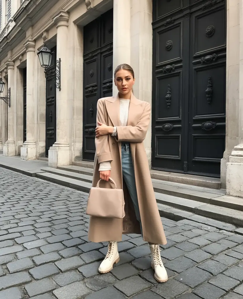winter work outfits for women Neutral Street Sophistication
