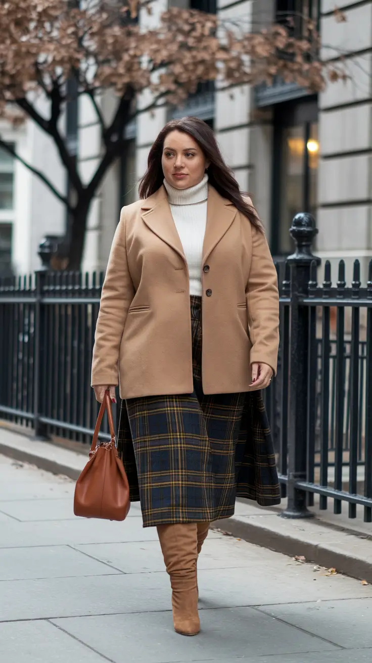 fall plus size outfits for work office uptown plaid outfit