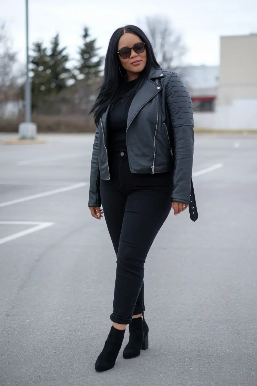 fall plus size outfits black women All Black, All Power: City Cool in Leather
