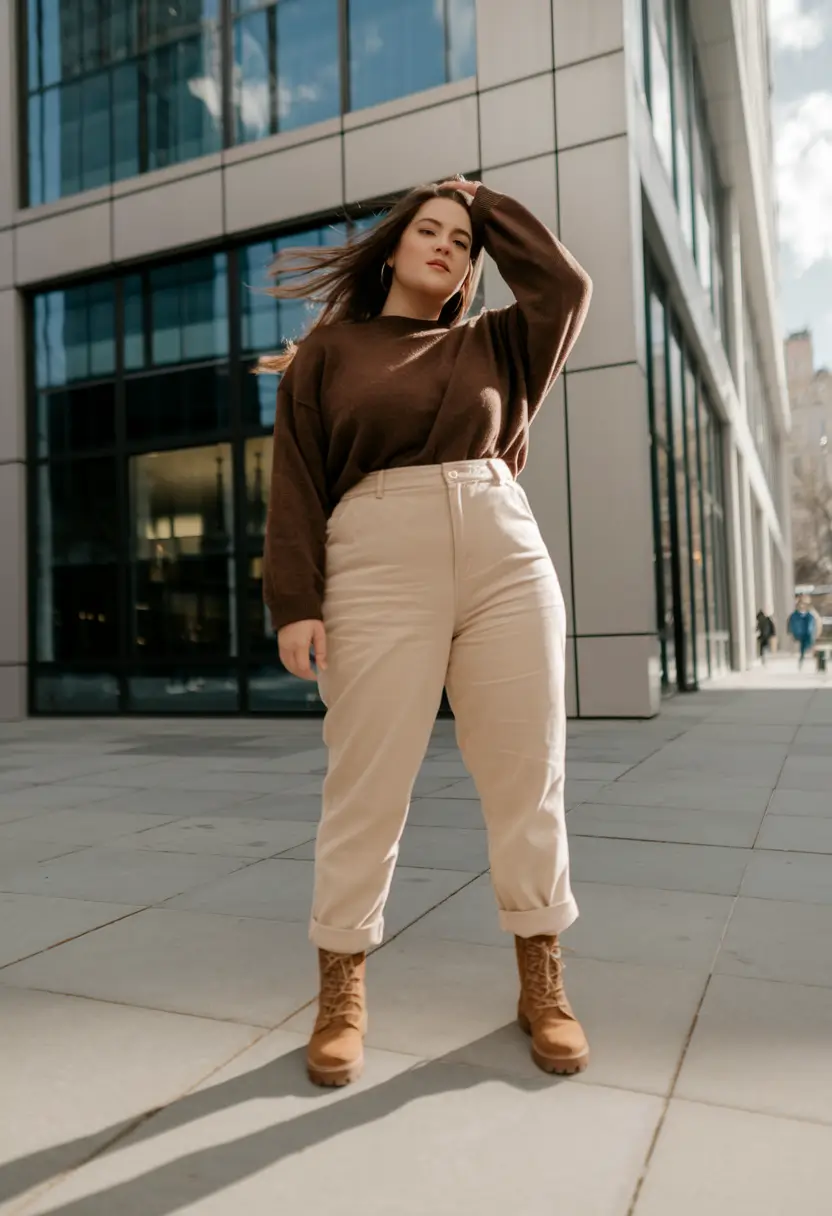 fall plus size outfits casual comfy outdoor neutral