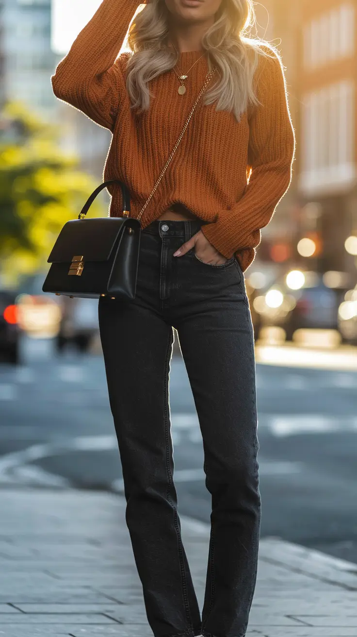 fall outfits casual+Golden Hour Casual With Cinnamon Spice