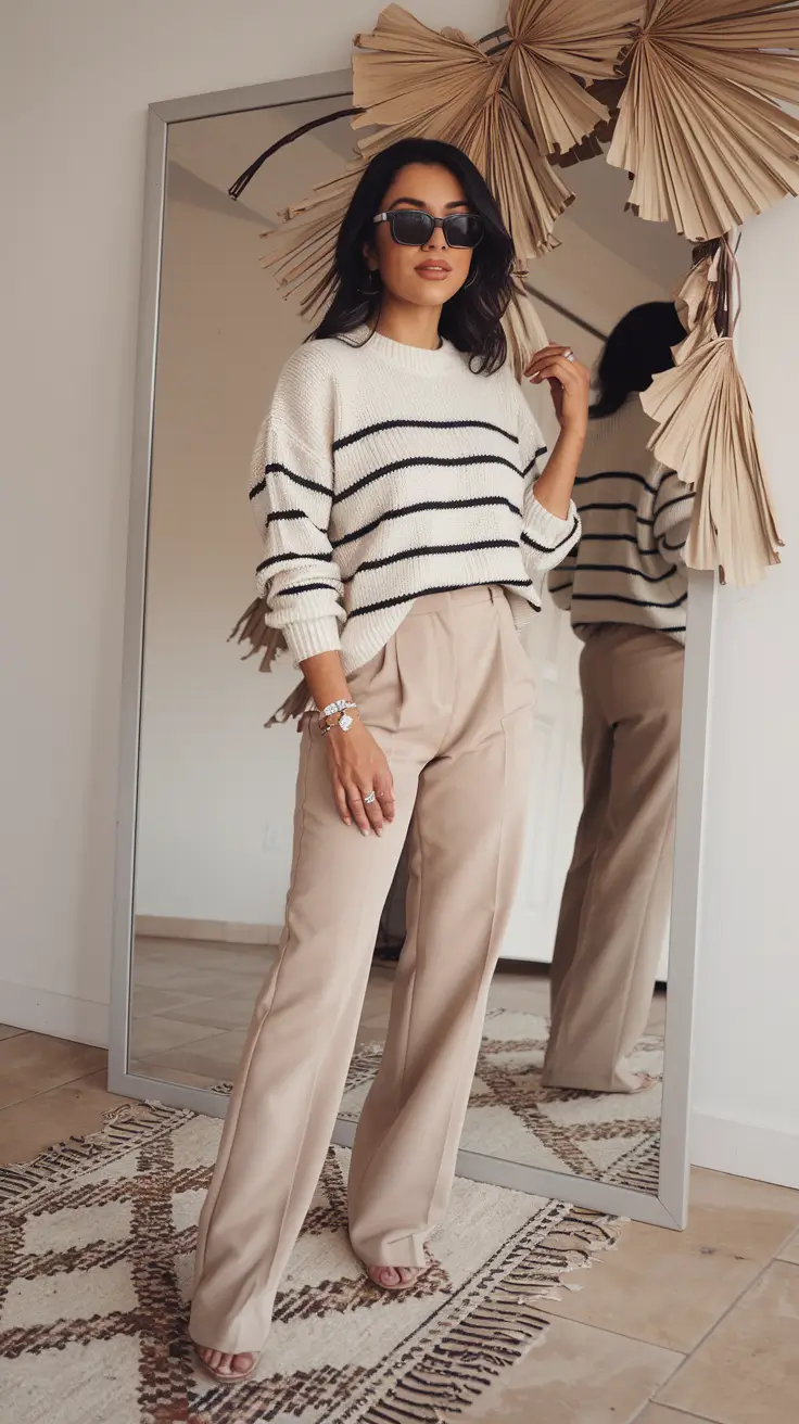 fall fashion inspo women Effortless Stripes and Polished Neutrals