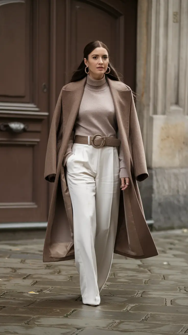 fall fashion inspo women Monochrome Power in Taupe and Cream