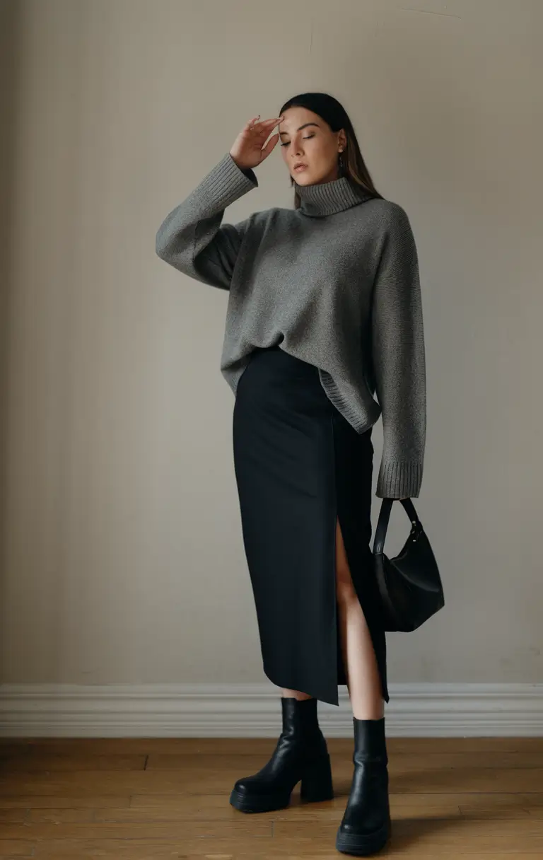 fall fashion inspo women Monochrome Mood: Modest Fall Layers with a Hint of Edge