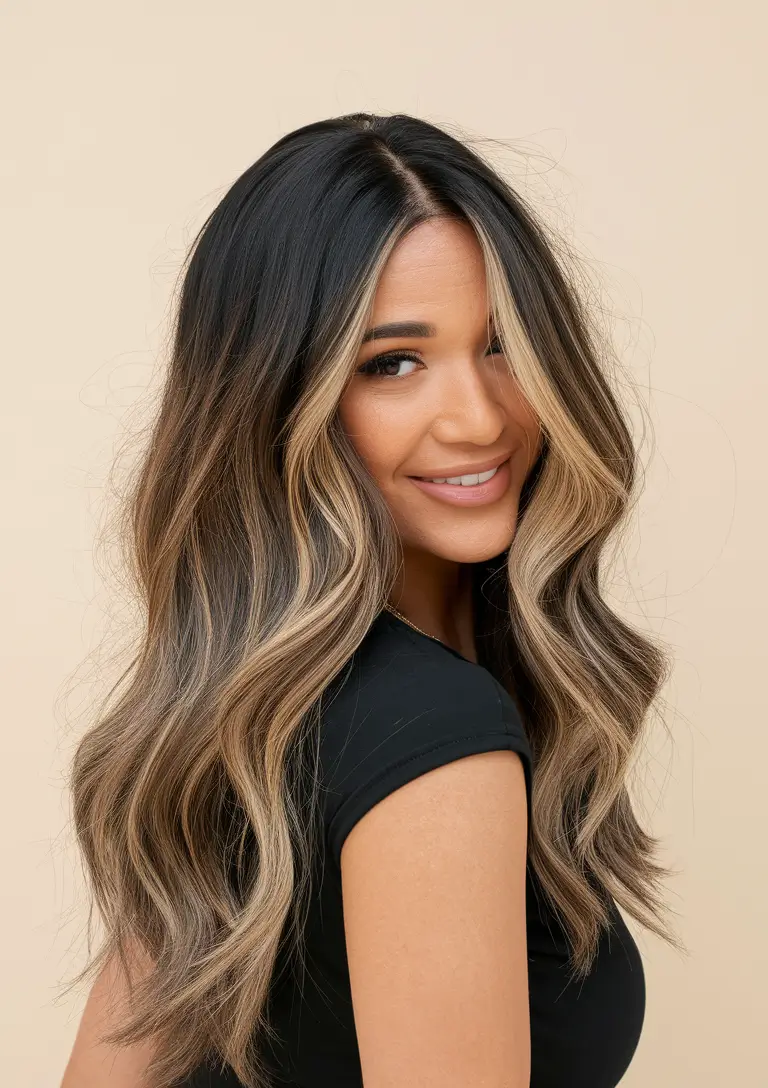 fall hair color for brunettes Dimensional Brunette with Bold Money Piece