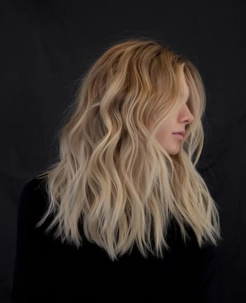 fall hair colors for blondes Champagne Blonde with Shadow Root Blend
