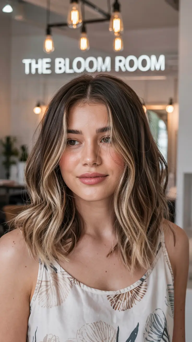fall hair colors+Bronde Blend with Lived-In Money Piece