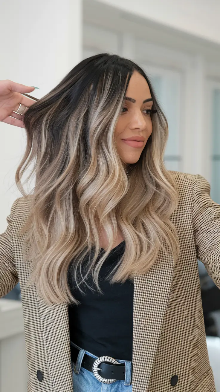 fall hair colors for blondes+Cool Contrast Blonde with Shadow Roots