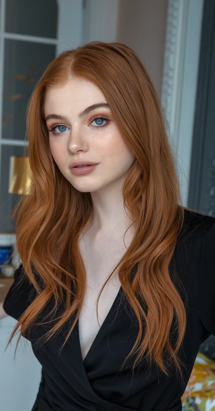 fall hair colors Warm Auburn Elegance for Crisp Autumn Evenings