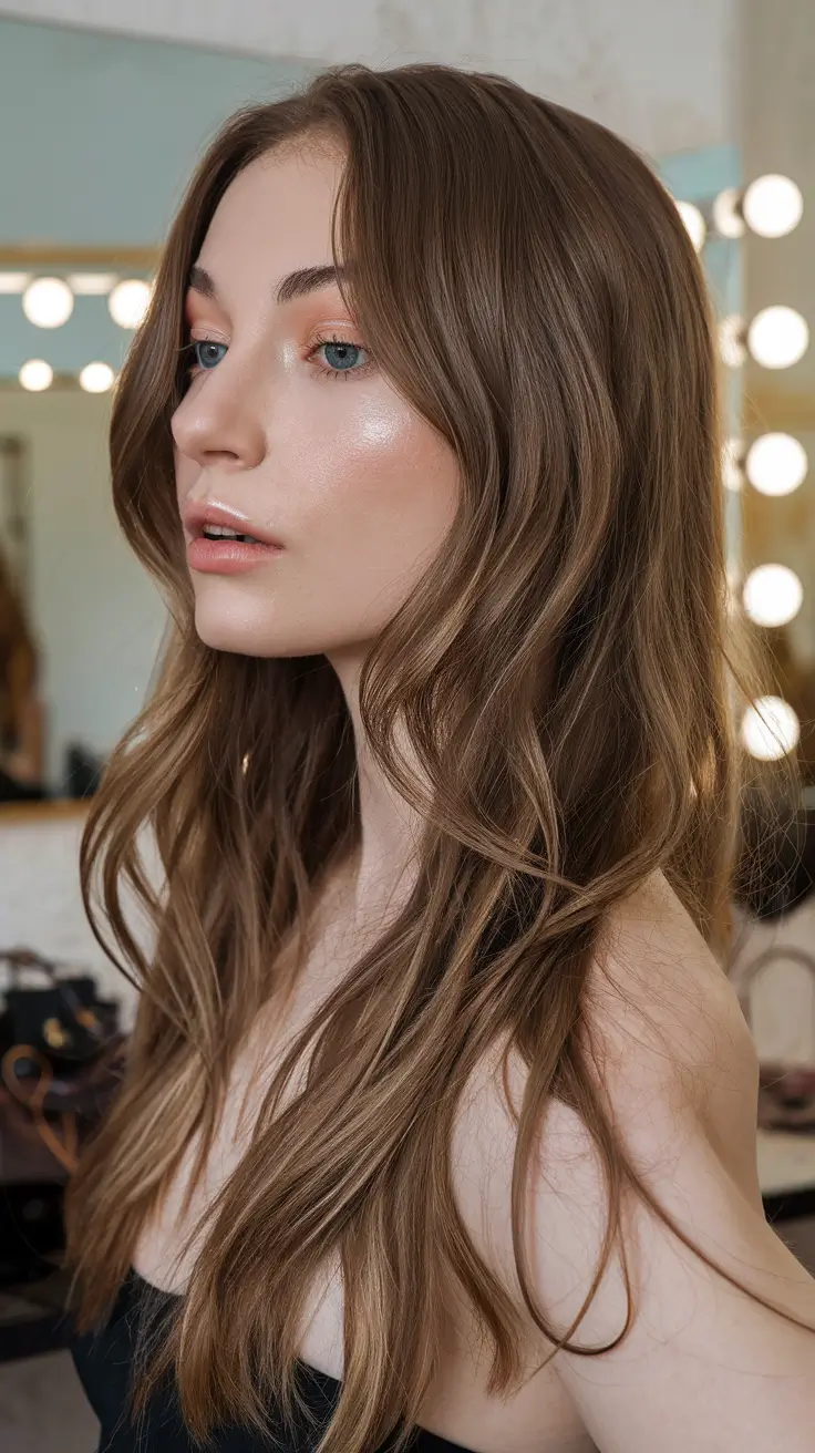 fall hair color for brunettes Subtle Mocha Beige for Effortless Warmth